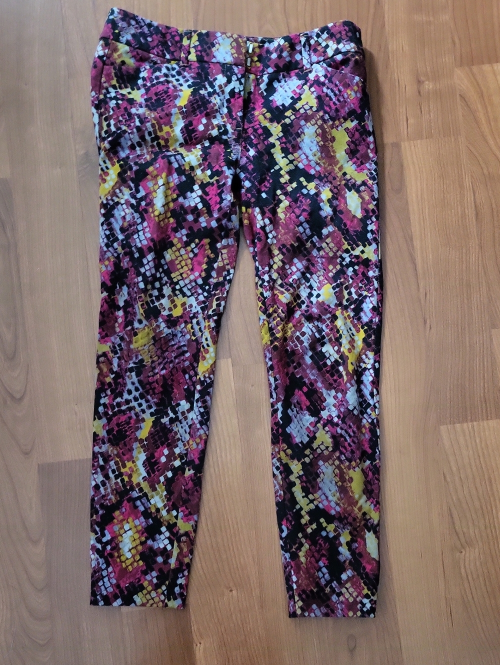 New York & Company Multicolor Skinny Pants - Pink, Yellow & Black